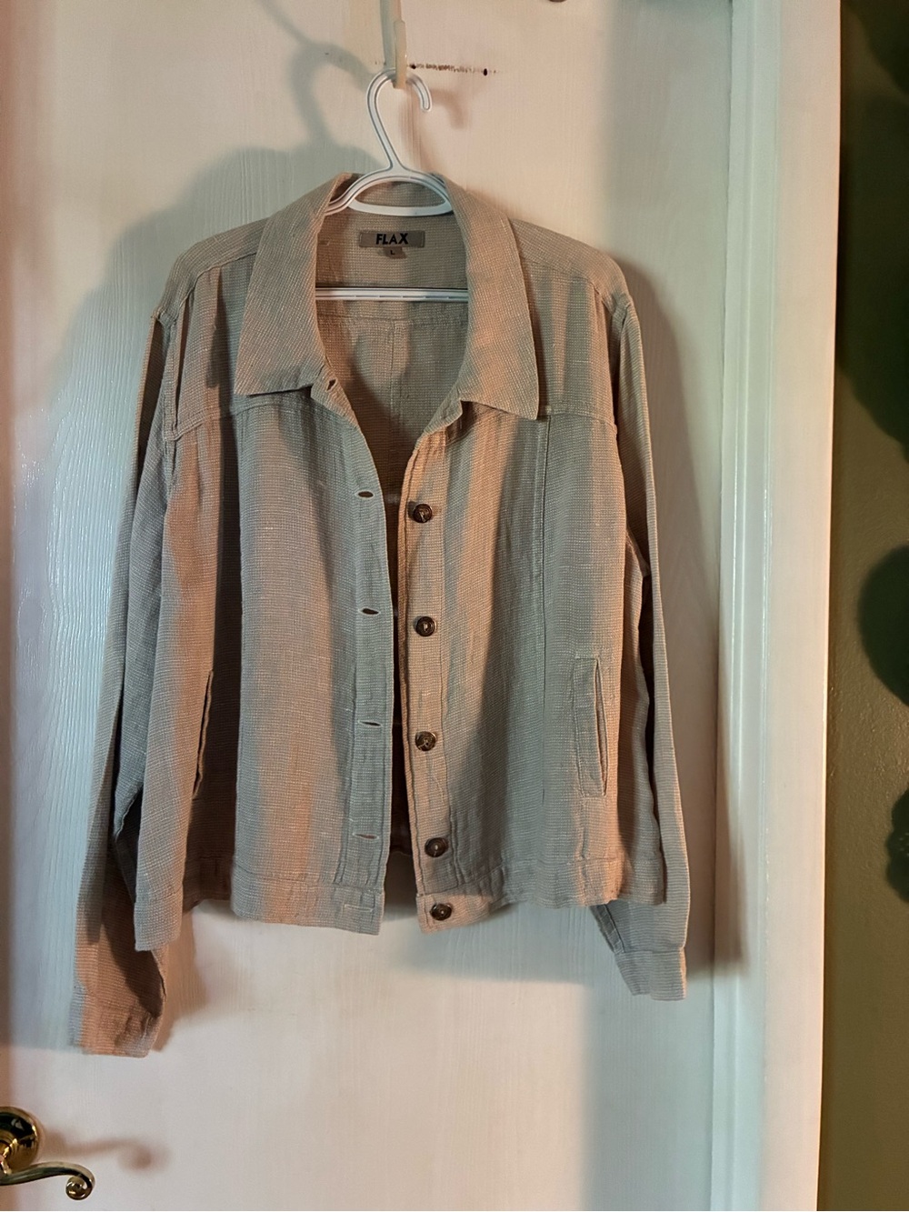 Flax Beige Lightweight Button-Front Jean Jacket